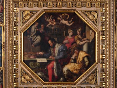 Cosimo estudia la toma de Siena de Giorgio Vasari