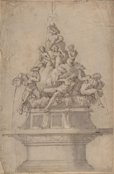 Diseño para una fuente con dioses del río y ninfas de Giorgio Vasari