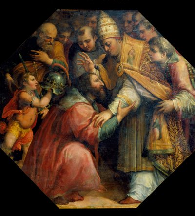 Encuentro de Francisco I y León X en Bolonia (Concordato de Bolonia de 1517), c.1558-62 (óleo) de Giorgio Vasari