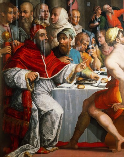 El Papa Clemente VII en la figura de San Gregorio, detalle de la Cena de San Gregorio Magno de Giorgio Vasari