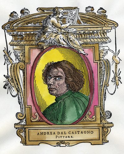 Retrato del pintor Andrea Del Castagno (c. 1410 - 1457). Colección de biografías de pintores y escultores de Giorgio Vasari. de Giorgio Vasari