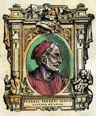 Retrato de Baldassarre Peruzzi, arquitecto y pintor sienés. Grabado de Las Vidas por Giorgio Vasari de Giorgio Vasari