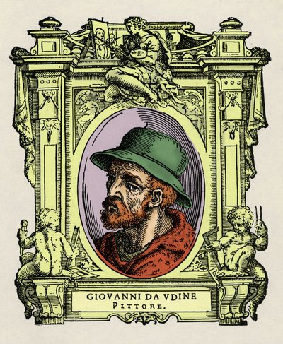 Retrato de Giovanni da Udine (Giovanni Nanni) (1487-1564). Pintor y arquitecto italiano. Grabado del tratado "Vidas de los más excelentes pintores, escultores y arquitectos" (Le Vite de