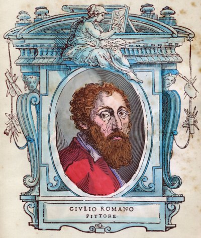 Retrato de Jules Romain, xilografía de "Vidas" de Giorgio Vasari 1568 de Giorgio Vasari
