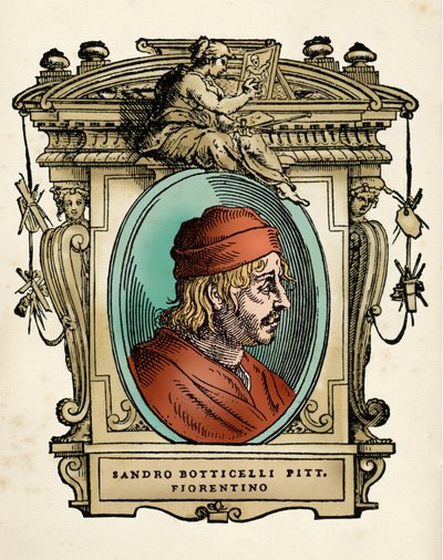 Retrato del pintor Sandro Botticelli (1445-1510) (Alessandro di Mariano di Vanni Filipepi) Grabado de 