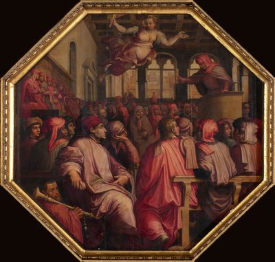 Discurso de Antonio Giacomini para la guerra contra Pisa en la Sala dei Duecento, 1563-1565 de Giorgio Vasari