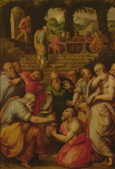 Los milagros del profeta Eliseo (óleo sobre tabla) de Giorgio Vasari
