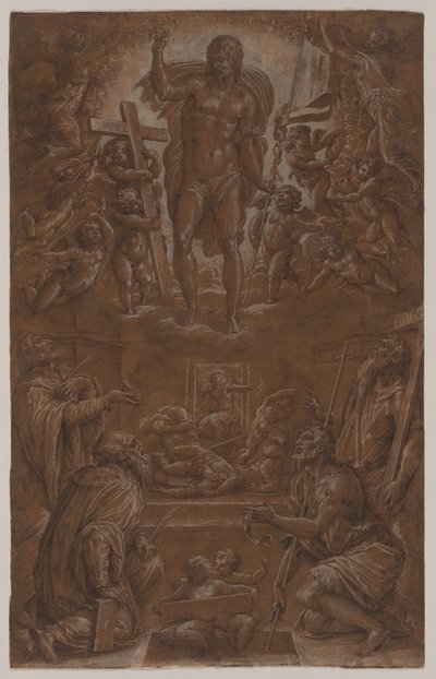 The Risen Christ Adored by Saints and Angels de Giorgio Vasari