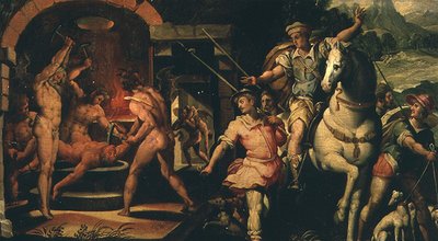 La visión del Conde Hugo (óleo sobre lienzo) de Giorgio Vasari
