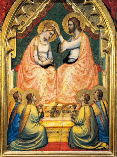Italia, Florencia, Basílica de la Santa Cruz, Capilla Bandini Baroncelli, Coronación de la Virgen, por Giotto, fresco, detalle de Giotto (c.1266 1337)