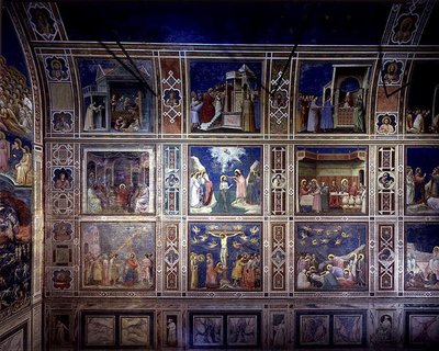 Vista de la pared norte que representa escenas de la Vida de la Virgen y la Vida de Cristo, c.1305 de Giotto (c.1266 1337)