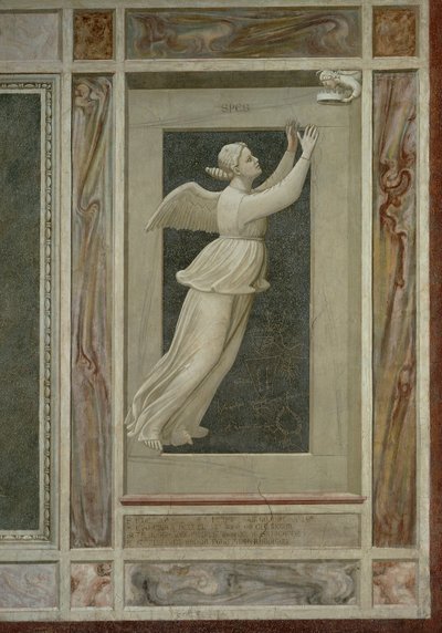 Esperanza, figura femenina alada volando hacia un ángel que la guiará al Cielo, (detalle) de Giotto (c.1266 1337)