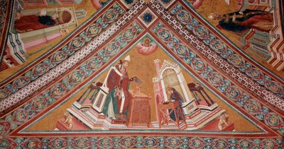 Los Doctores de la Iglesia: Papa Gregorio I el Grande (fresco) de Giotto (c.1266 1337)