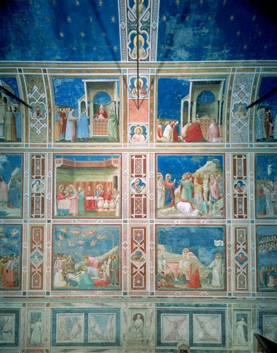 Vista de los frescos en la pared izquierda, c.1303-05 (post-restauración) de Giotto (c.1266 1337)