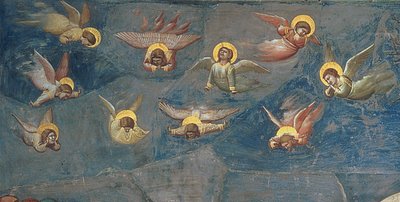 (detalle) de putti de La Lamentación de Cristo, c.1305 de Giotto di Bondone