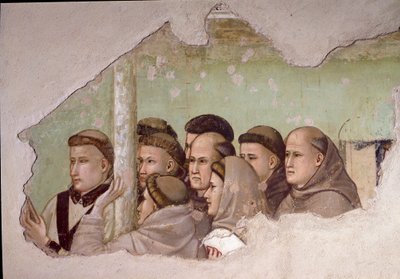 Episodio de la vida de San Francisco de Asís: San Francisco aparece a Fra Agostino y a un obispo (detalle) de Giotto di Bondone