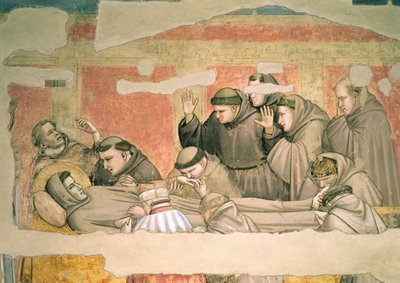 La muerte de San Francisco, de la Capilla Bardi (detalle) de Giotto di Bondone