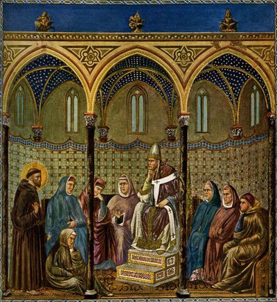 San Francisco de Asís predica al Papa Honorio III de Giotto di Bondone