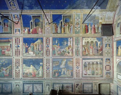 Vista de la pared norte que representa escenas de la Vida de la Virgen y la Vida de Cristo, c.1305 de Giotto di Bondone
