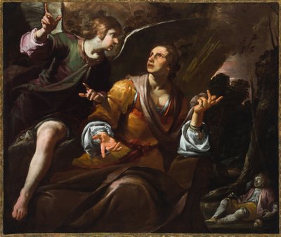 Agar y el ángel, c.1640 (óleo sobre lienzo) de Giovacchino Assereto