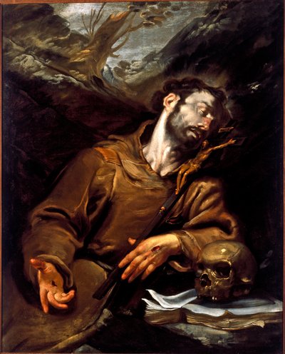 El éxtasis de San Francisco de Asís (Vanitas) de Giovacchino Assereto