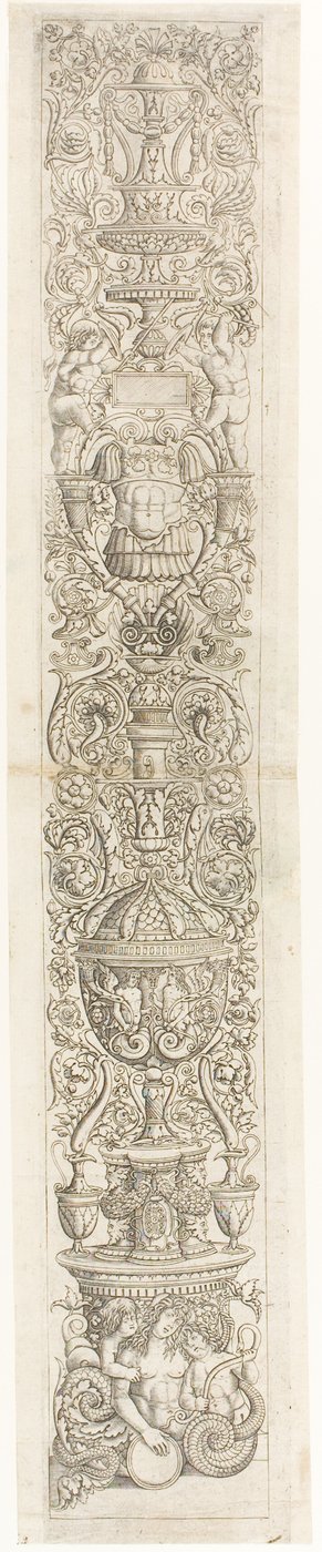 Nereida Montada por Dos Niños, lámina seis de Doce Paneles Ornamentales de Giovan Pietro Birago