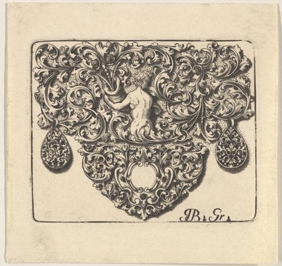 Ornamento de Orfebre con un Joven Sosteniendo una Cornucopia de Giovani Battista Grondoni
