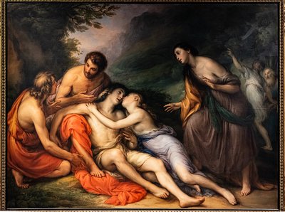 Aminta revive en brazos de Silvia, c.1832-33 (óleo sobre lienzo) de Giovanni Carnovali