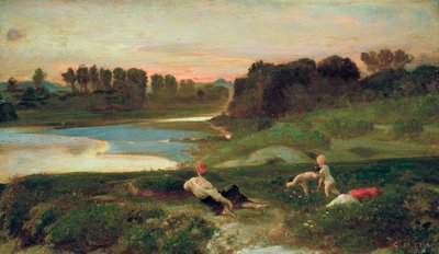Tarde en la Cascina, c.1859-69 (óleo sobre tabla) de Giovanni (1826 1903) Costa