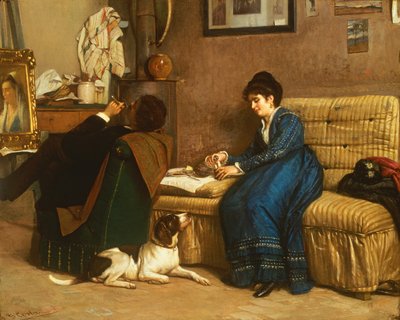 En el estudio (óleo sobre lienzo) de Giovanni Costa