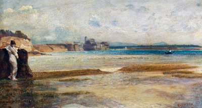 Puesta de la luna en el mar Tirreno de Giovanni Costa