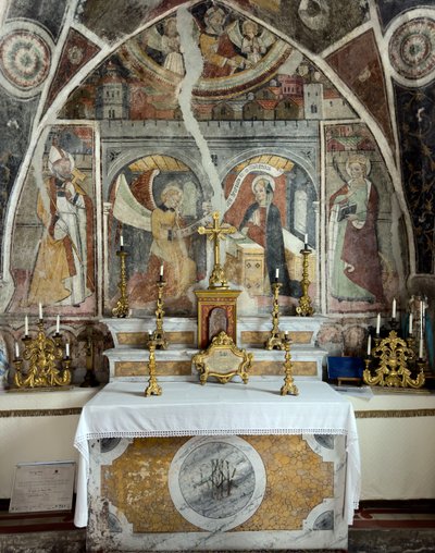 La Anunciación, Capilla de la Anunciación, c. 1470 (fresco) de Giovanni (attr. to) Baleison
