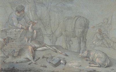 Cazadores con Juego Muerto en un Paisaje de Giovanni Agostino Cassana