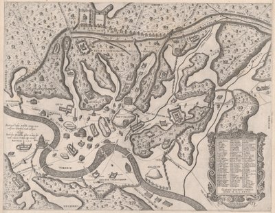 Speculum Romanae Magnificentiae: Roma Antigua y sus colinas desde el oeste, 1582 de Giovanni Ambrogio Brambilla