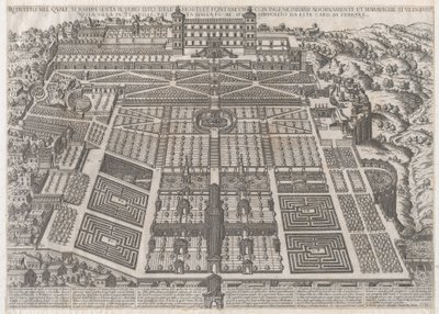 Speculum Romanae Magnificentiae: Palacio y jardines de Tívoli, 1581 de Giovanni Ambrogio Brambilla.