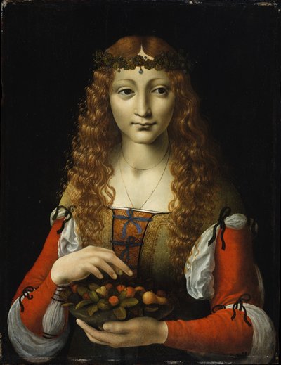 Niña con cerezas de Giovanni Ambrogio de Predis