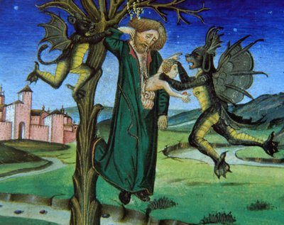Judas ahorcado, Biblia Nuevo Testamento de Giovanni Ambrogio de Predis