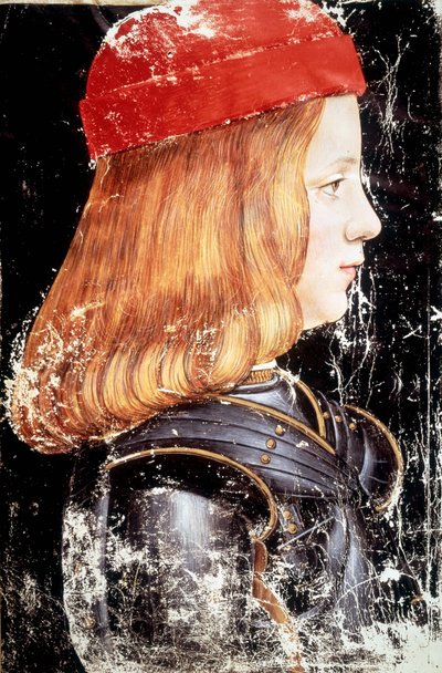 Retrato de Maximiliano Sforza (1490 - 1530). Miniatura de Giovanni Ambrogio De Predis (v. 1455 - 1508). de Giovanni Ambrogio de Predis