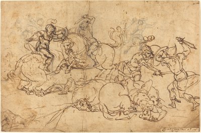 Soldados Luchando de Giovanni Andrea Ansaldo