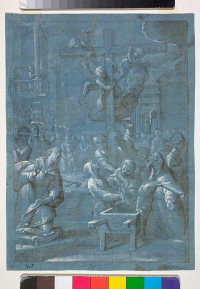 La invención de la Santa Cruz, dibujo de Giovanni Andrea Ansaldo