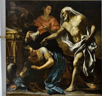 El mago de Endor evoca para Saúl la sombra del profeta Samuel (óleo sobre lienzo) de Giovanni Andrea Carlone