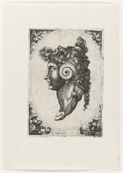 Composición de tres caras y la cabeza de un carnero de Giovanni Andrea Maglioli