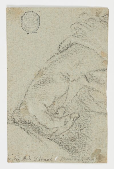 Dibujo, Estudio: Una mano izquierda en posición inclinada, hacia 1650 de Giovanni Andrea Sirani