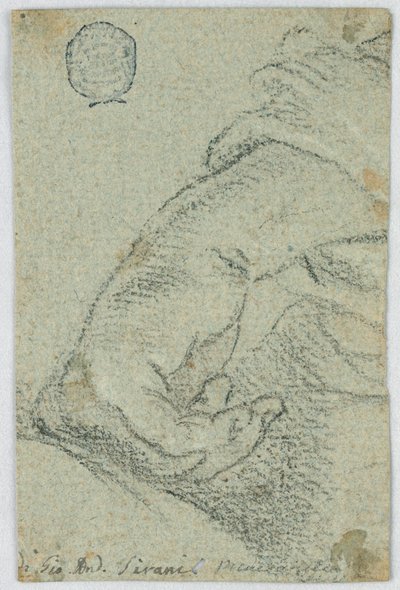 Dibujo, Estudio: Una mano izquierda en posición inclinada, hacia 1650 de Giovanni Andrea Sirani