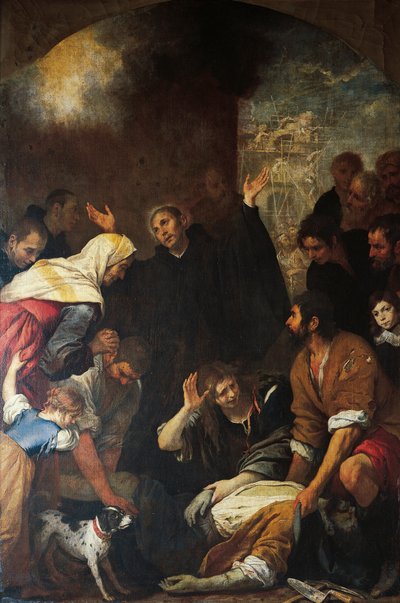 San Ignacio resucitando al albañil, por Giovanni Andrea de Ferrari (1598-1669) de Giovanni Andrea di Ferrari