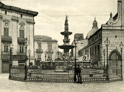 Fuente de Orión, obra de Giovanni Angelo Montorsoli (hacia 1506-1563), Piazza Duomo, Mesina, Sicilia, Italia. de Giovanni Angelo Montorsoli