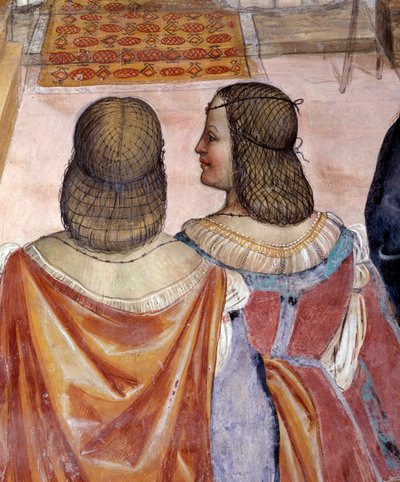 Benedicto excomulgó a dos monjas y las absolvió después de su muerte (detalle) de Giovanni Antonio Bazzi Sodoma
