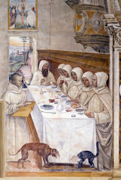 Benedicto obtiene harina en abundancia y alimenta a los monjes de Giovanni Antonio Bazzi Sodoma