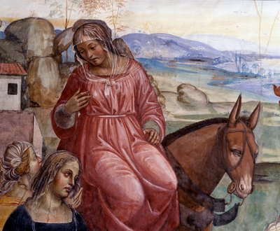 Benedicto dejó la casa de su padre y fue a Roma a estudiar (detalle) de Giovanni Antonio Bazzi Sodoma