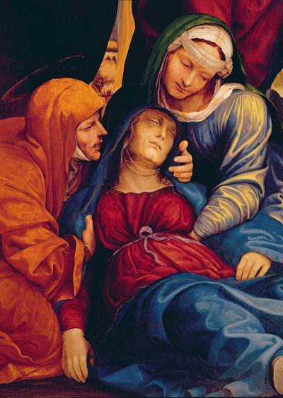 (detalle) de la Deposición (retablo) mostrando a la Virgen desmayada de Giovanni Antonio Bazzi Sodoma